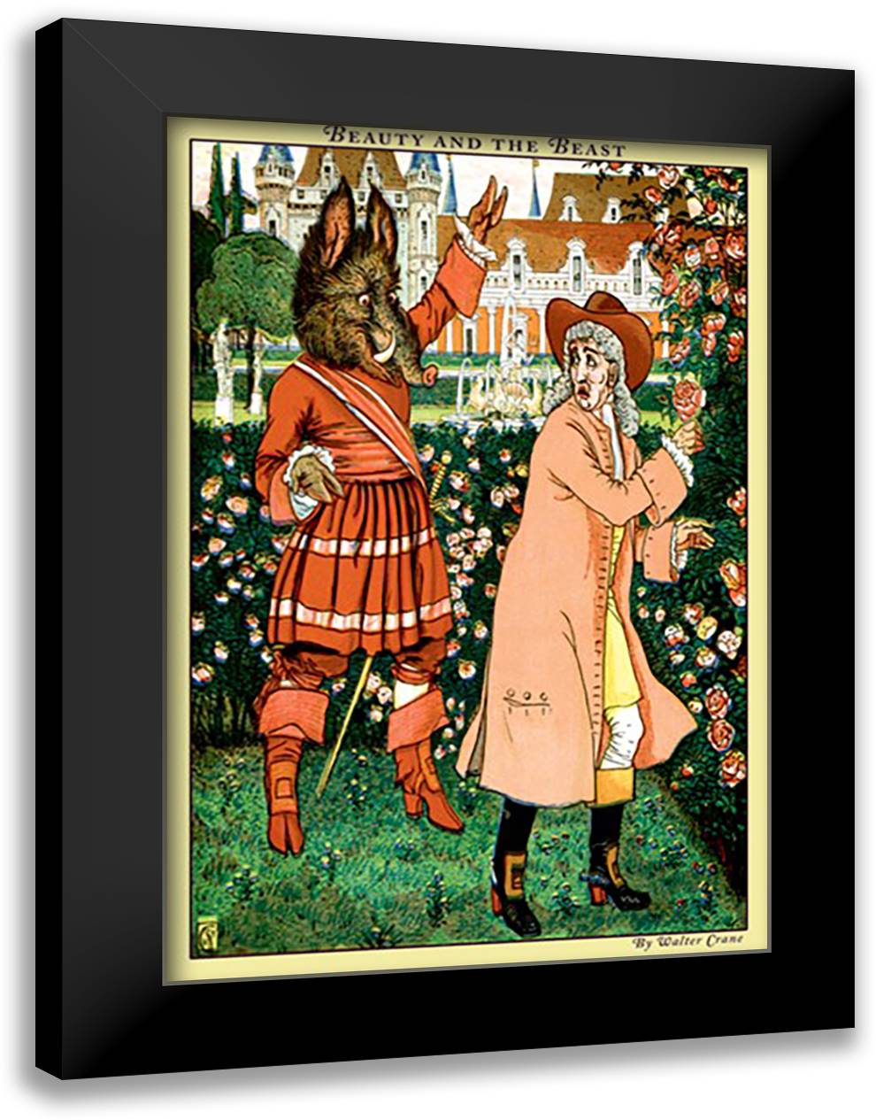 Beauty and the Beast - The Beast in Red 16x22 Black Modern Wood Framed Art Print Poster by Crane, Walter