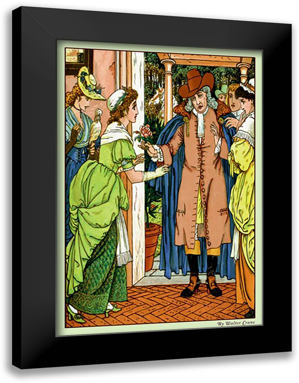 Beauty and the Beast - Greetings 16x22 Black Modern Wood Framed Art Print Poster by Crane, Walter