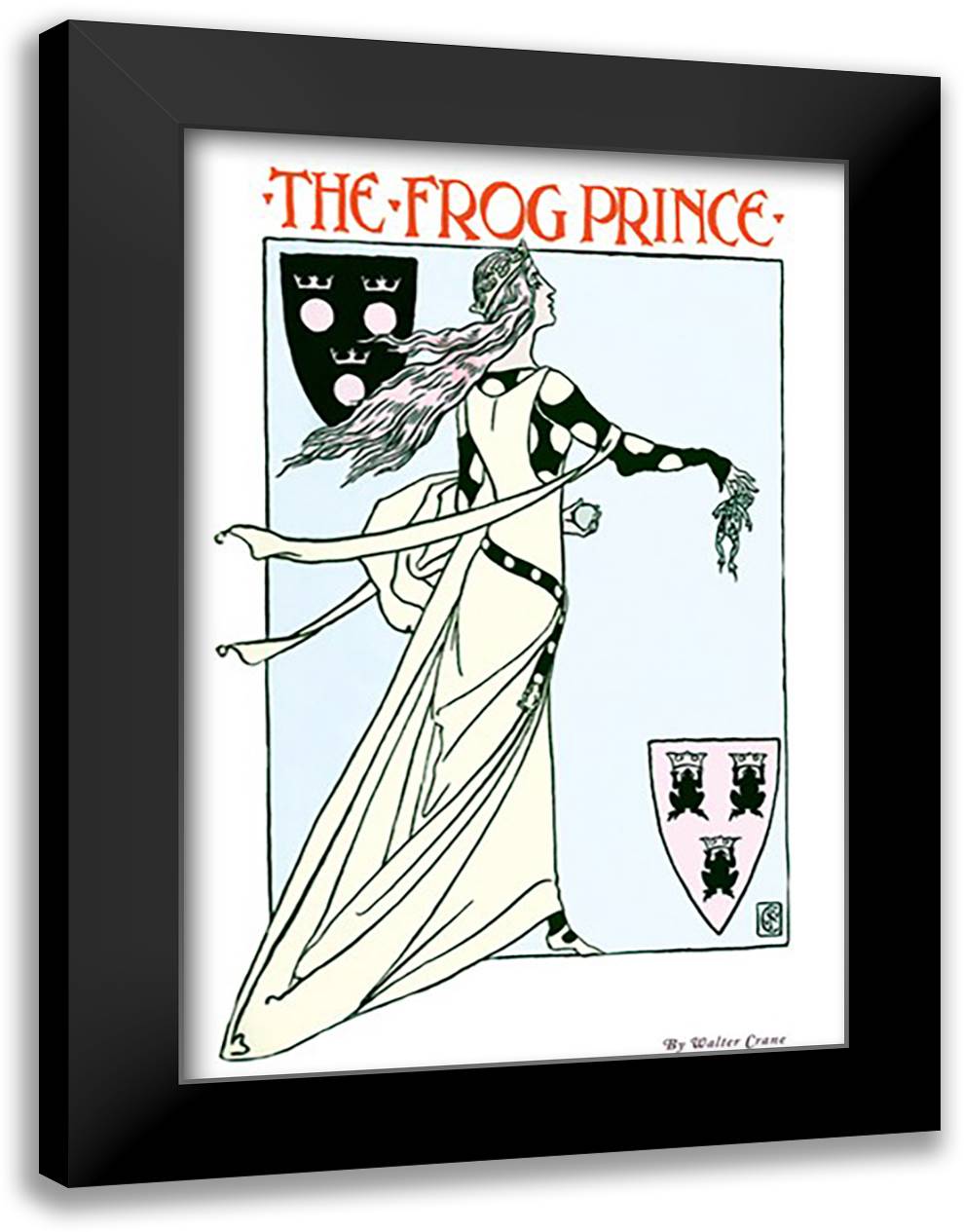 Frog Prince 16x22 Black Modern Wood Framed Art Print Poster by Crane, Walter