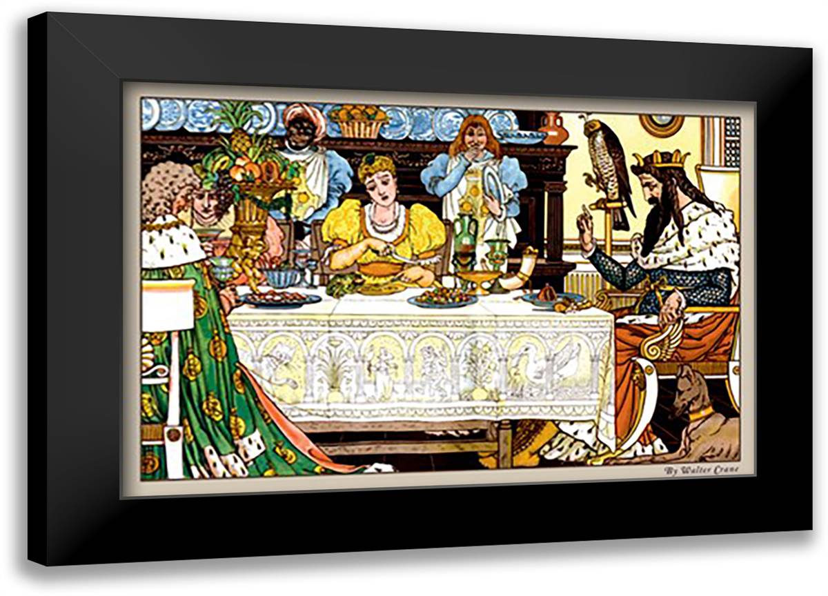 Frog Prince Illustration 22x16 Black Modern Wood Framed Art Print Poster by Crane, Walter