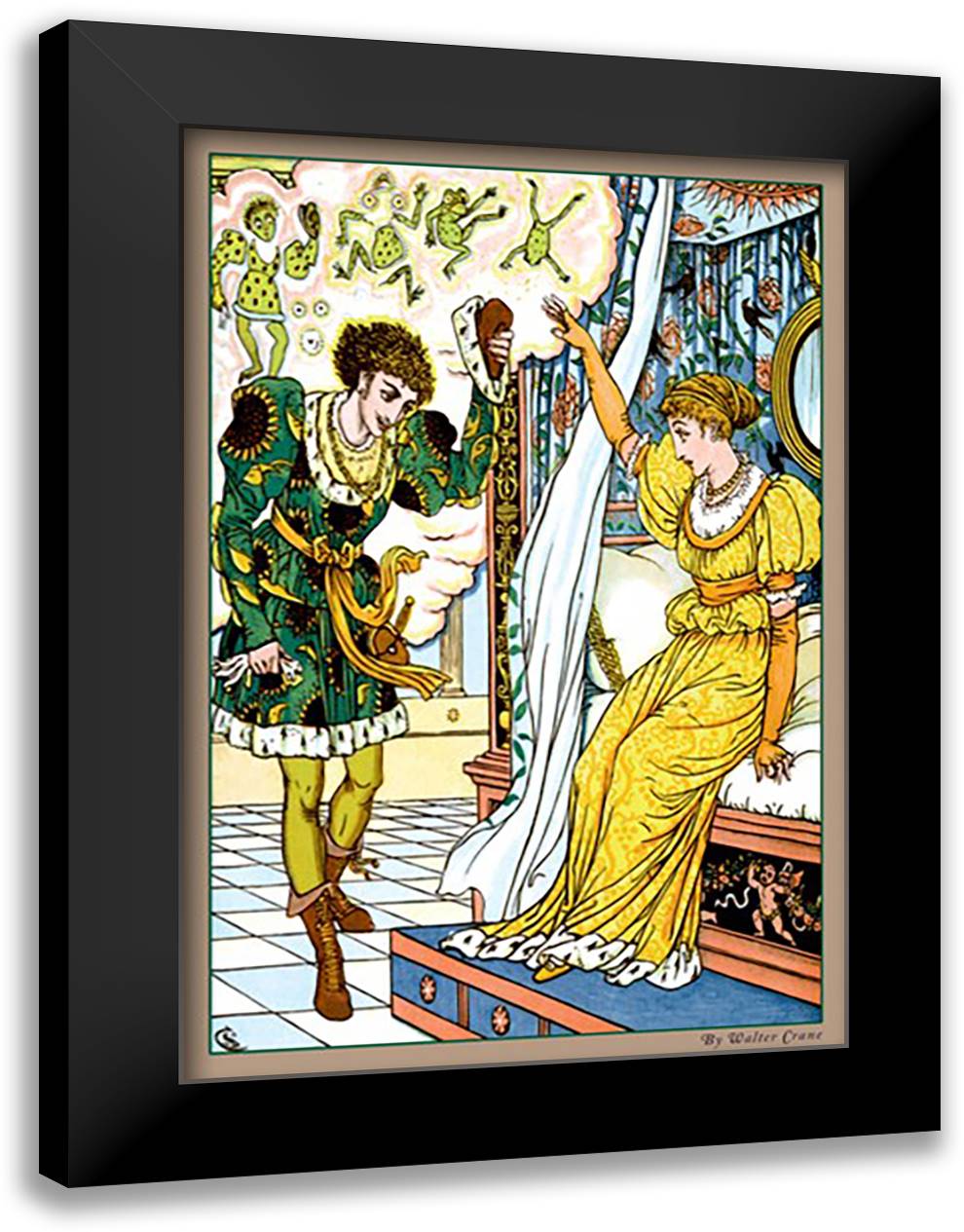 Frog Prince - The Transformation 16x22 Black Modern Wood Framed Art Print Poster by Crane, Walter