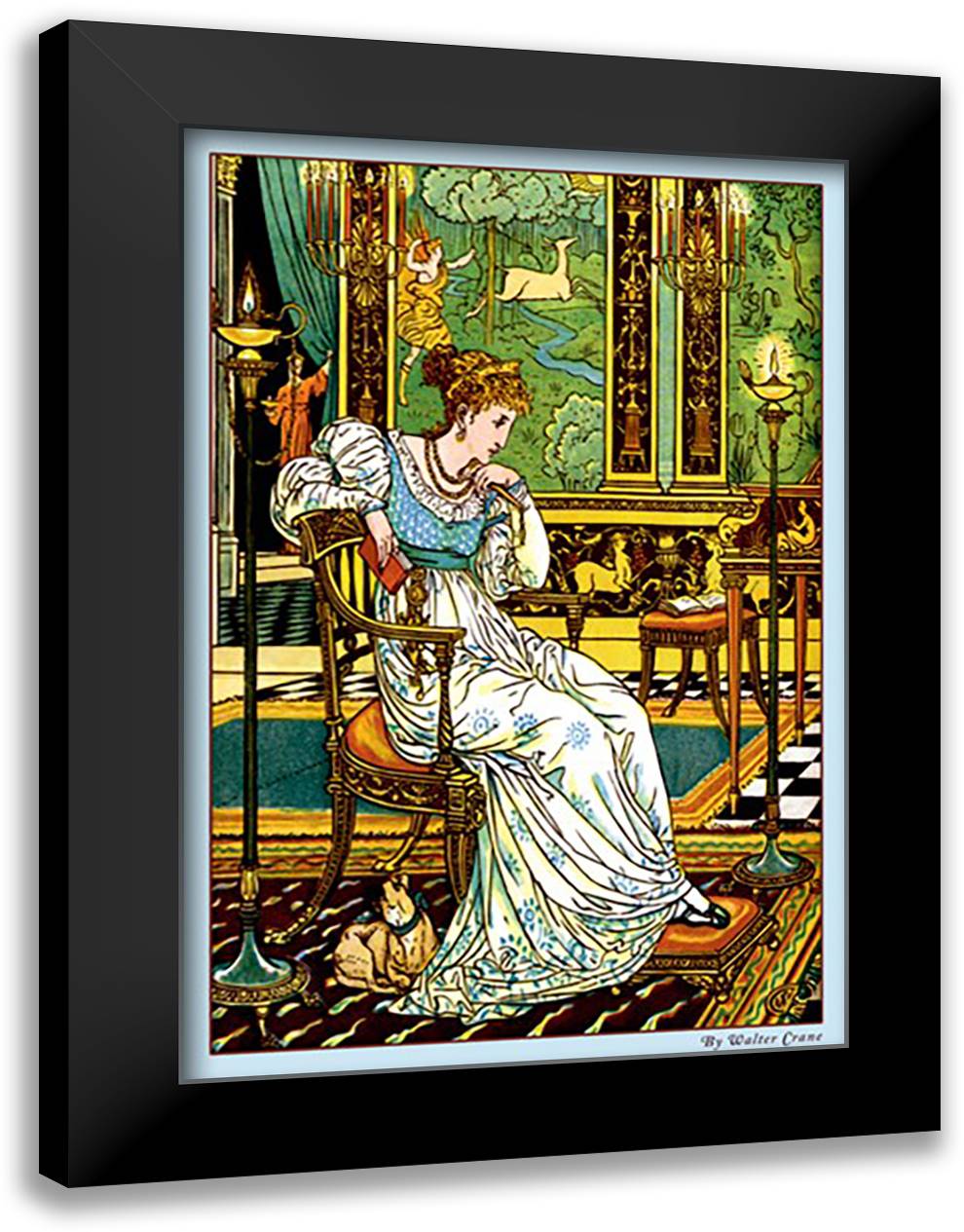 Hind in the Wood - In Thought 16x22 Black Modern Wood Framed Art Print Poster by Crane, Walter