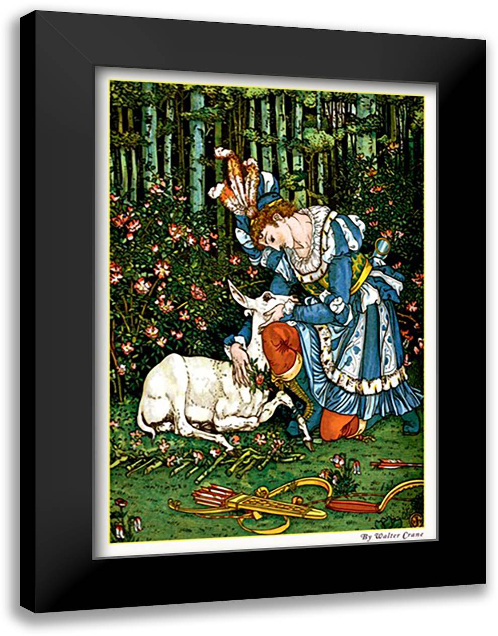 Hind in the Wood - In the Forest 16x22 Black Modern Wood Framed Art Print Poster by Crane, Walter
