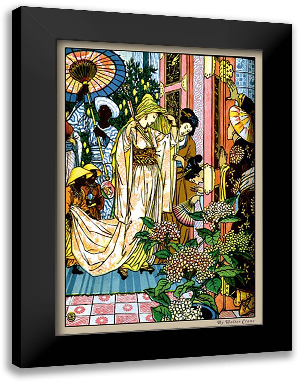Aladdin - Princess Going For a Bath 16x22 Black Modern Wood Framed Art Print Poster by Crane, Walter