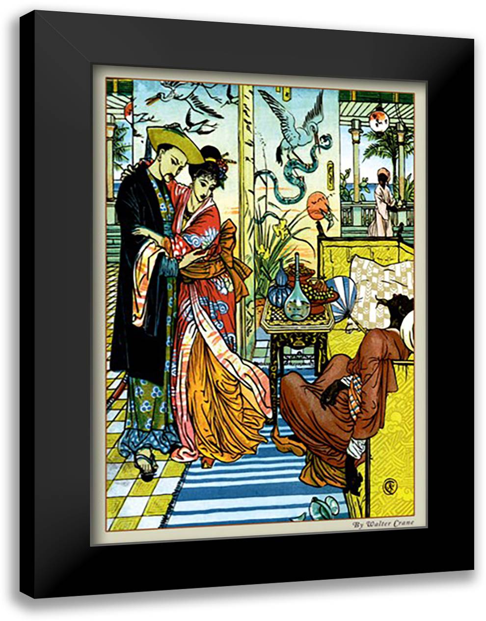 Aladdin Watches as Magician Dies 16x22 Black Modern Wood Framed Art Print Poster by Crane, Walter