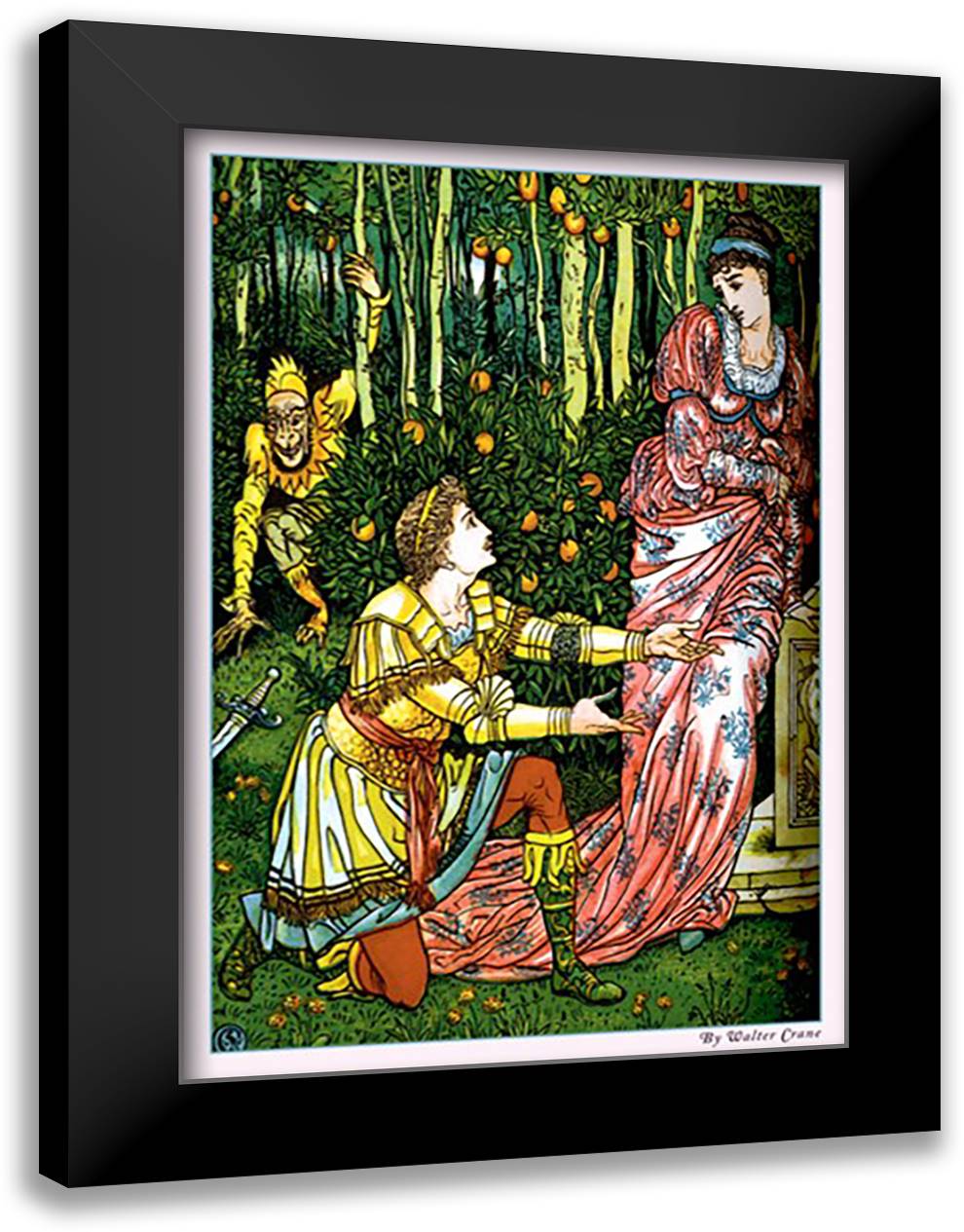 Yellow Dwarf Watches As King Drops Sword 16x22 Black Modern Wood Framed Art Print Poster by Crane, Walter