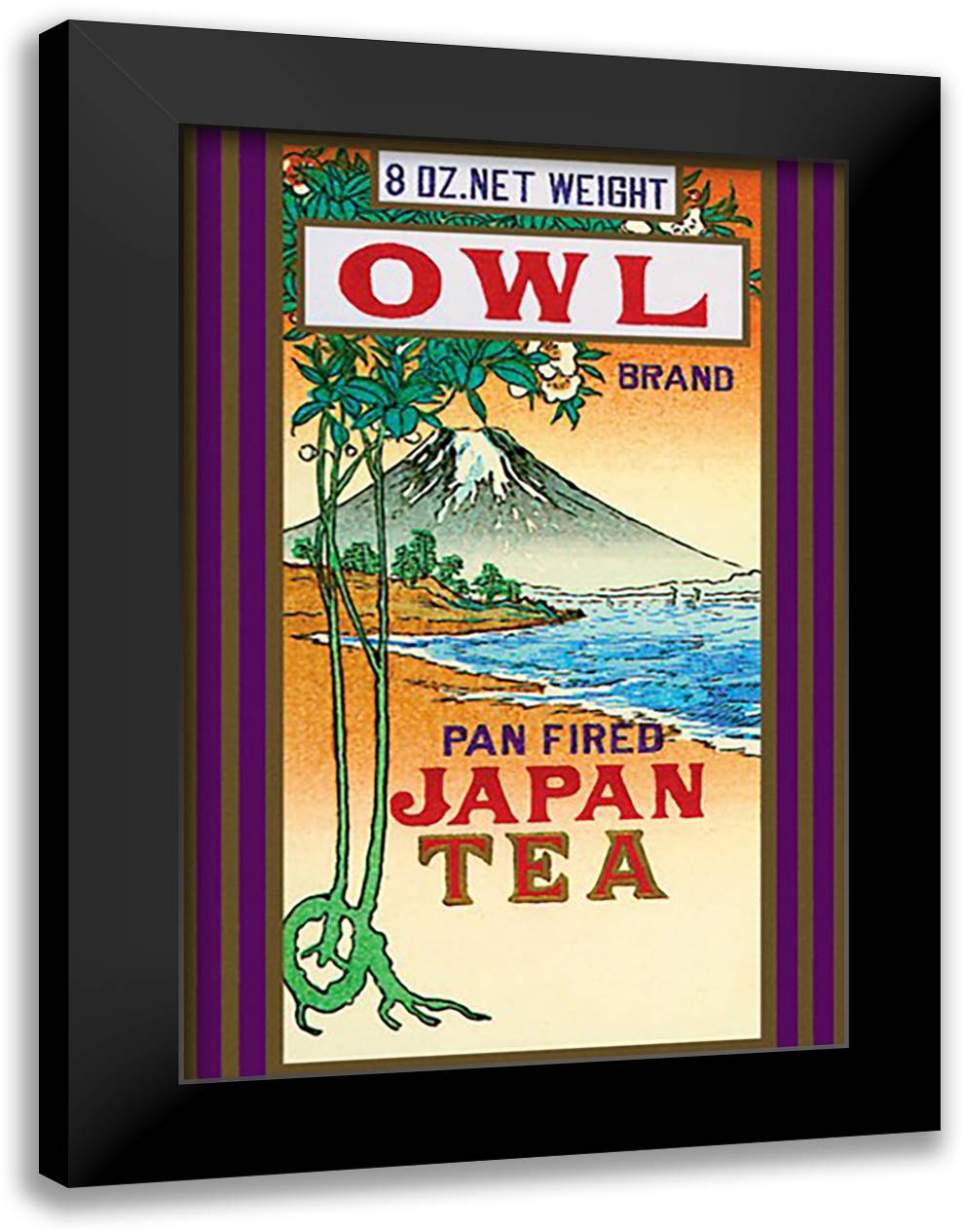 Owl Brand Tea #1 16x22 Black Modern Wood Framed Art Print Poster