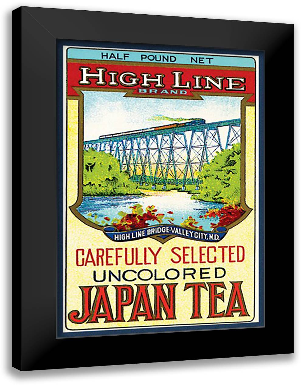 High Line Brand Tea 16x22 Black Modern Wood Framed Art Print Poster