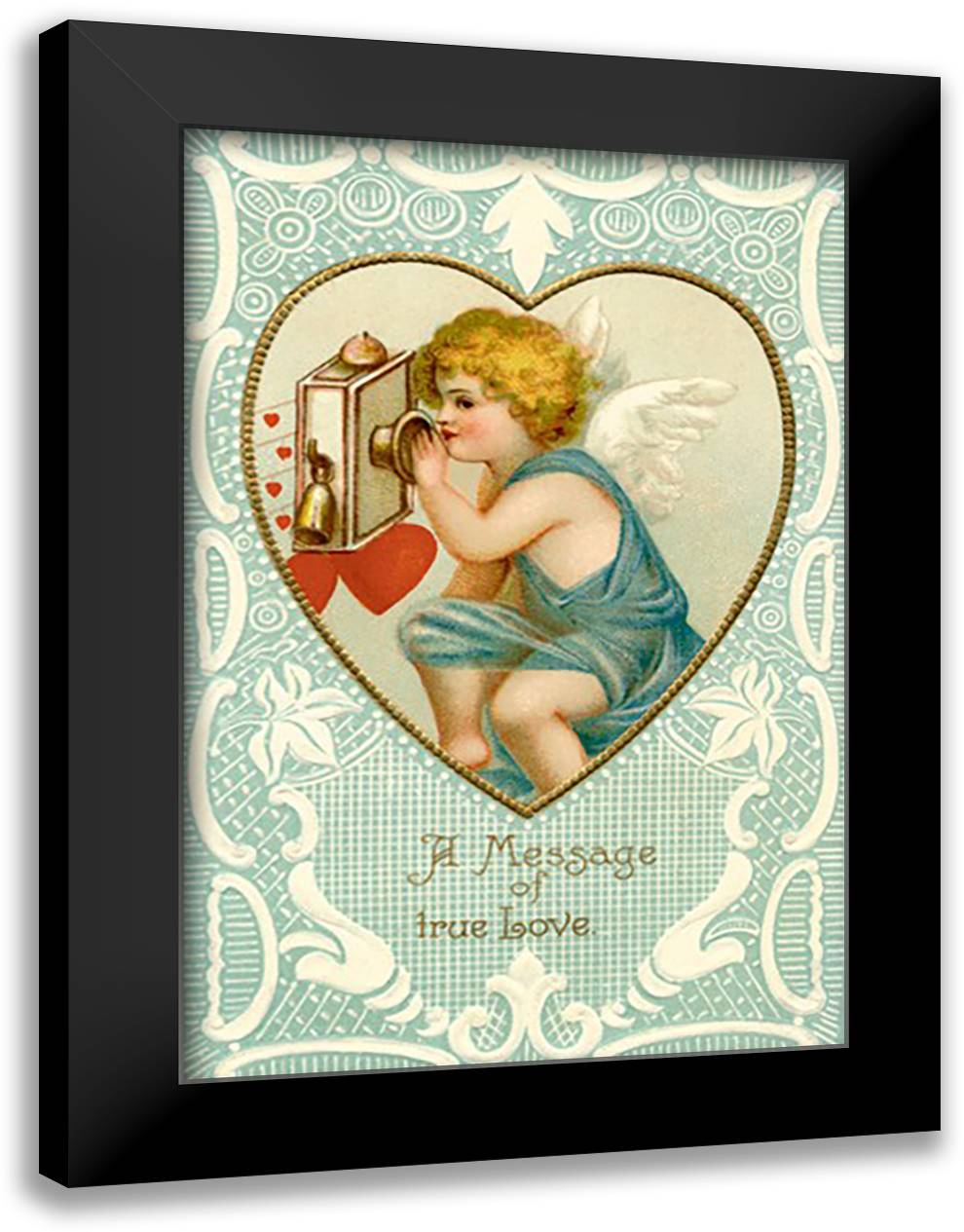 Message Of True Love 16x22 Black Modern Wood Framed Art Print Poster