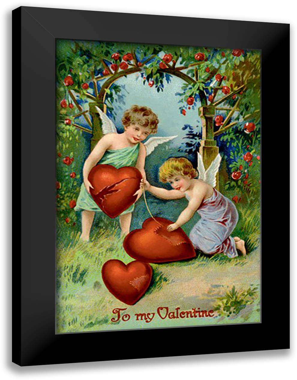 Mending Broken Hearts 16x22 Black Modern Wood Framed Art Print Poster
