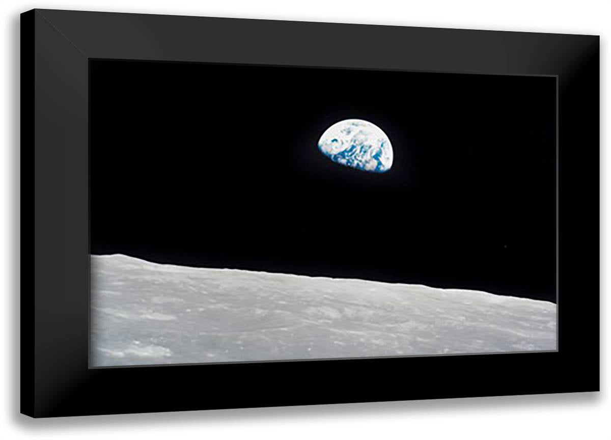 Earth Rise 22x16 Black Modern Wood Framed Art Print Poster by NASA