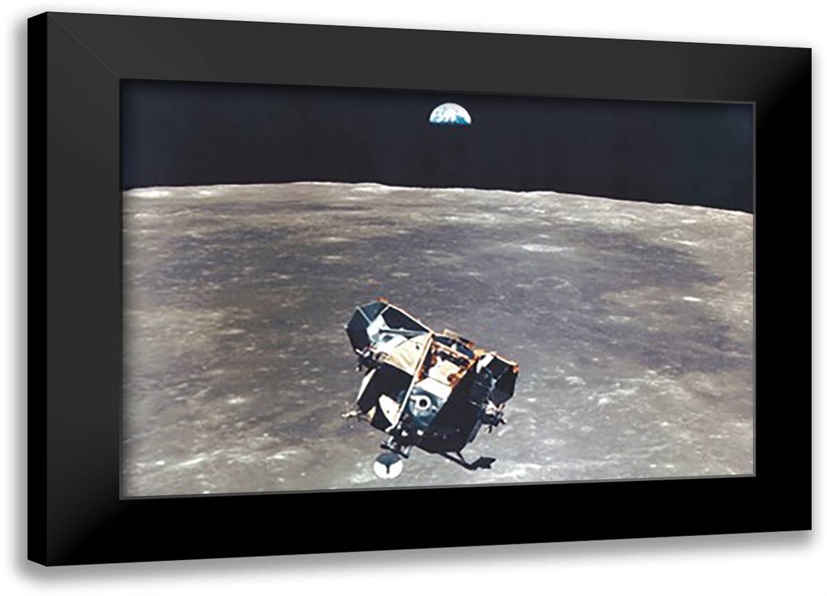 Apollo 11: Eagle Ascent 22x16 Black Modern Wood Framed Art Print Poster by NASA