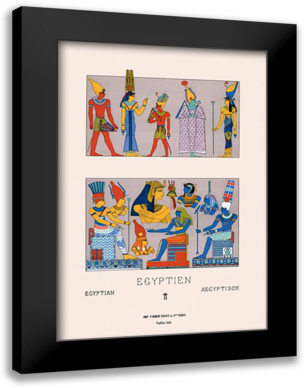 Egyptian Gods, Goddesses and Pharaohs 16x22 Black Modern Wood Framed Art Print Poster by Racinet, Auguste