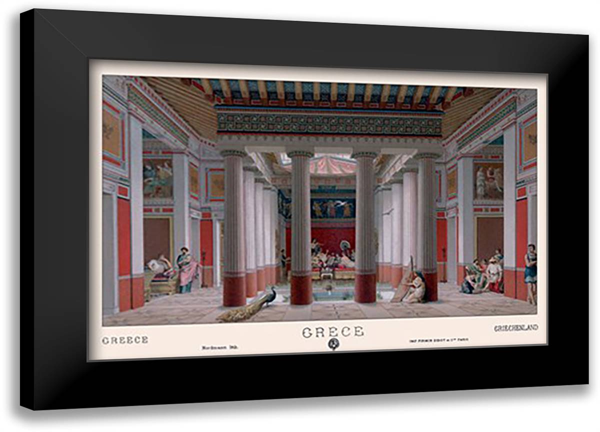 Athenian Dwelling 22x16 Black Modern Wood Framed Art Print Poster by Racinet, Auguste
