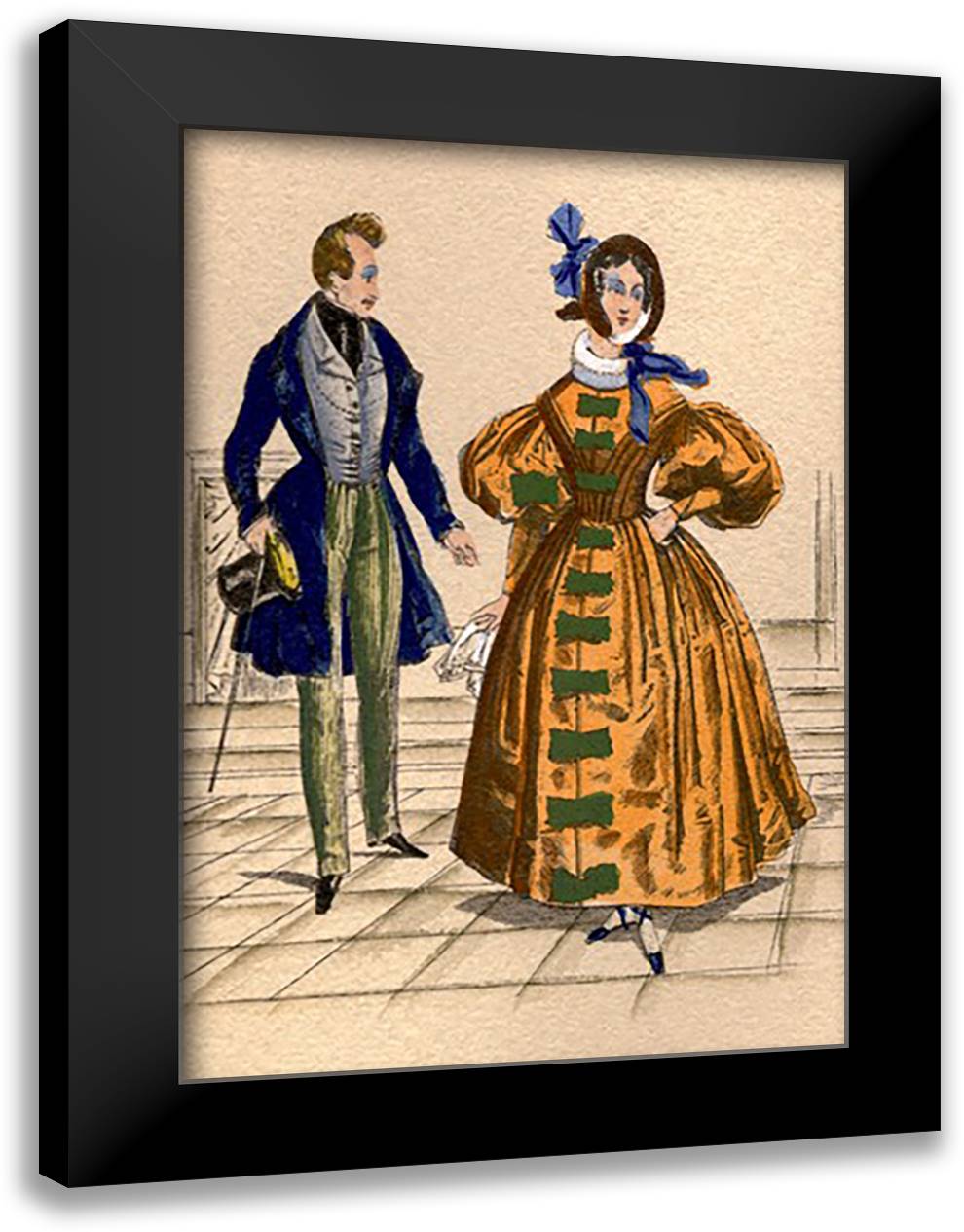 Flirt 16x22 Black Modern Wood Framed Art Print Poster