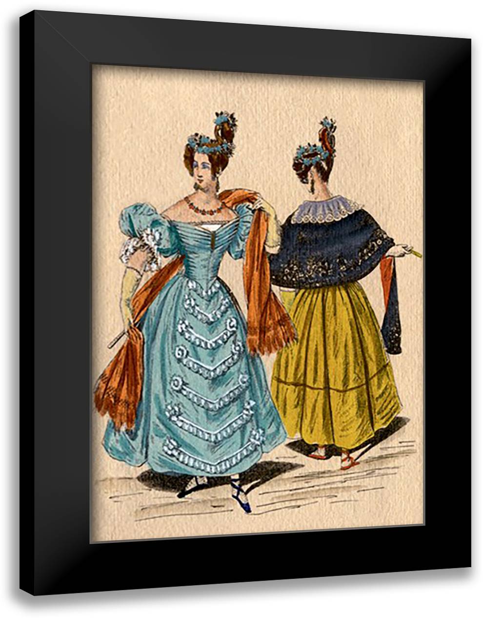 Ladies with Matching Hats 16x22 Black Modern Wood Framed Art Print Poster