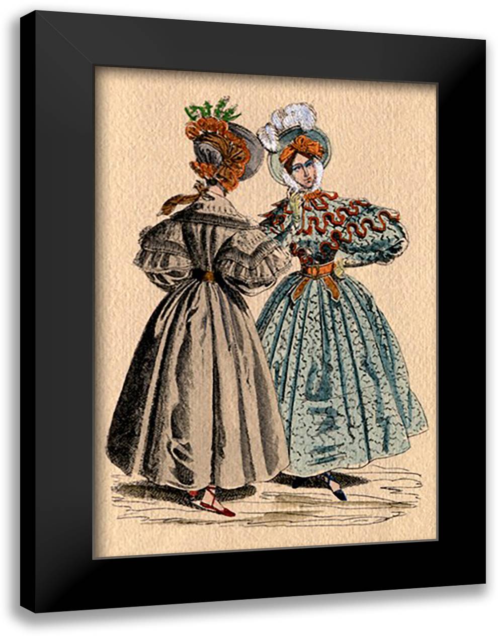 Ladies' Conversation 16x22 Black Modern Wood Framed Art Print Poster