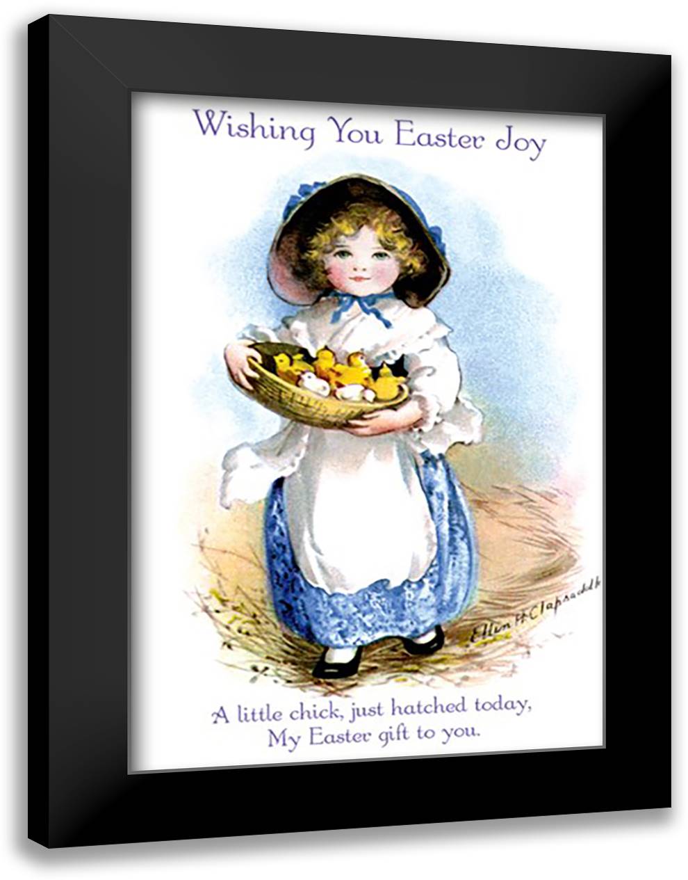 Wishing You Easter Joy 16x22 Black Modern Wood Framed Art Print Poster by Clapsaddle, Ellen H.