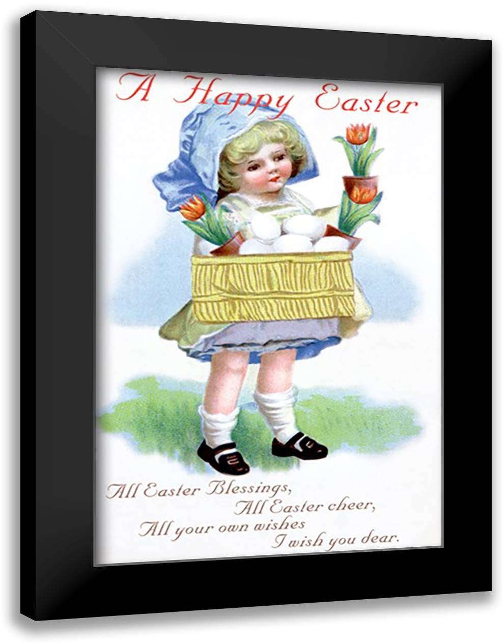 Happy Easter 16x22 Black Modern Wood Framed Art Print Poster