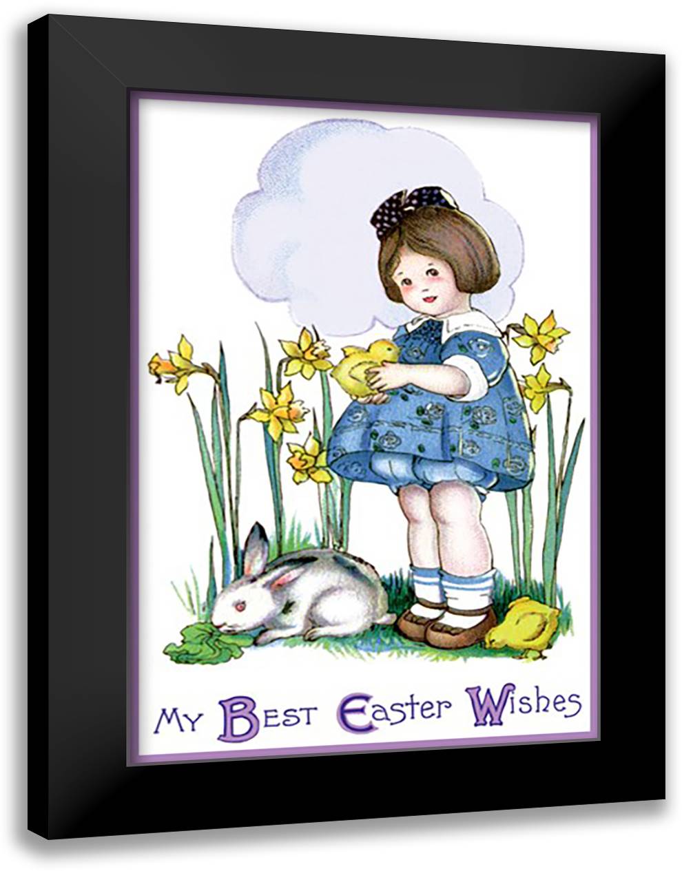 My Best Easter Wishes 16x22 Black Modern Wood Framed Art Print Poster
