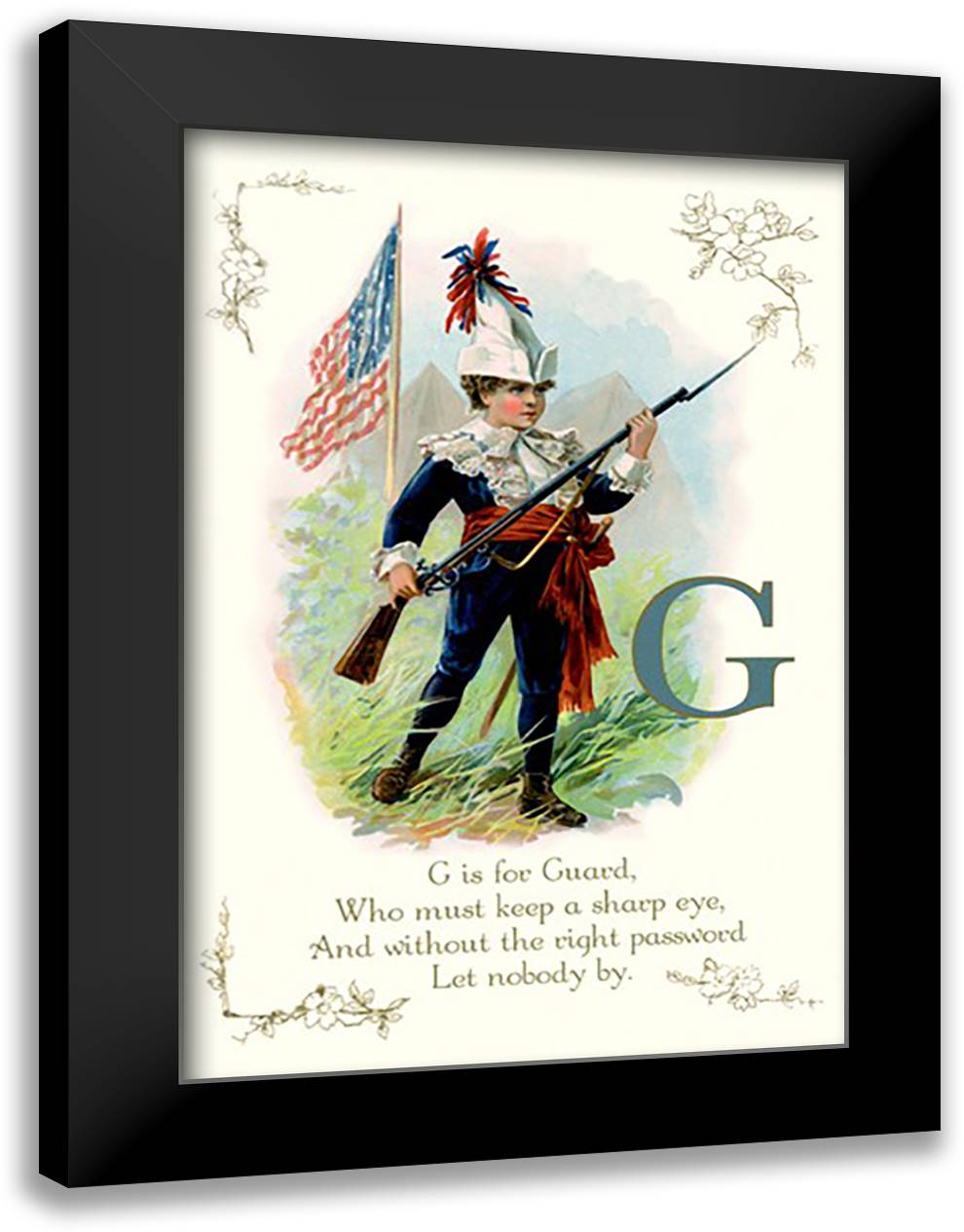 G is for Guard 16x22 Black Modern Wood Framed Art Print Poster