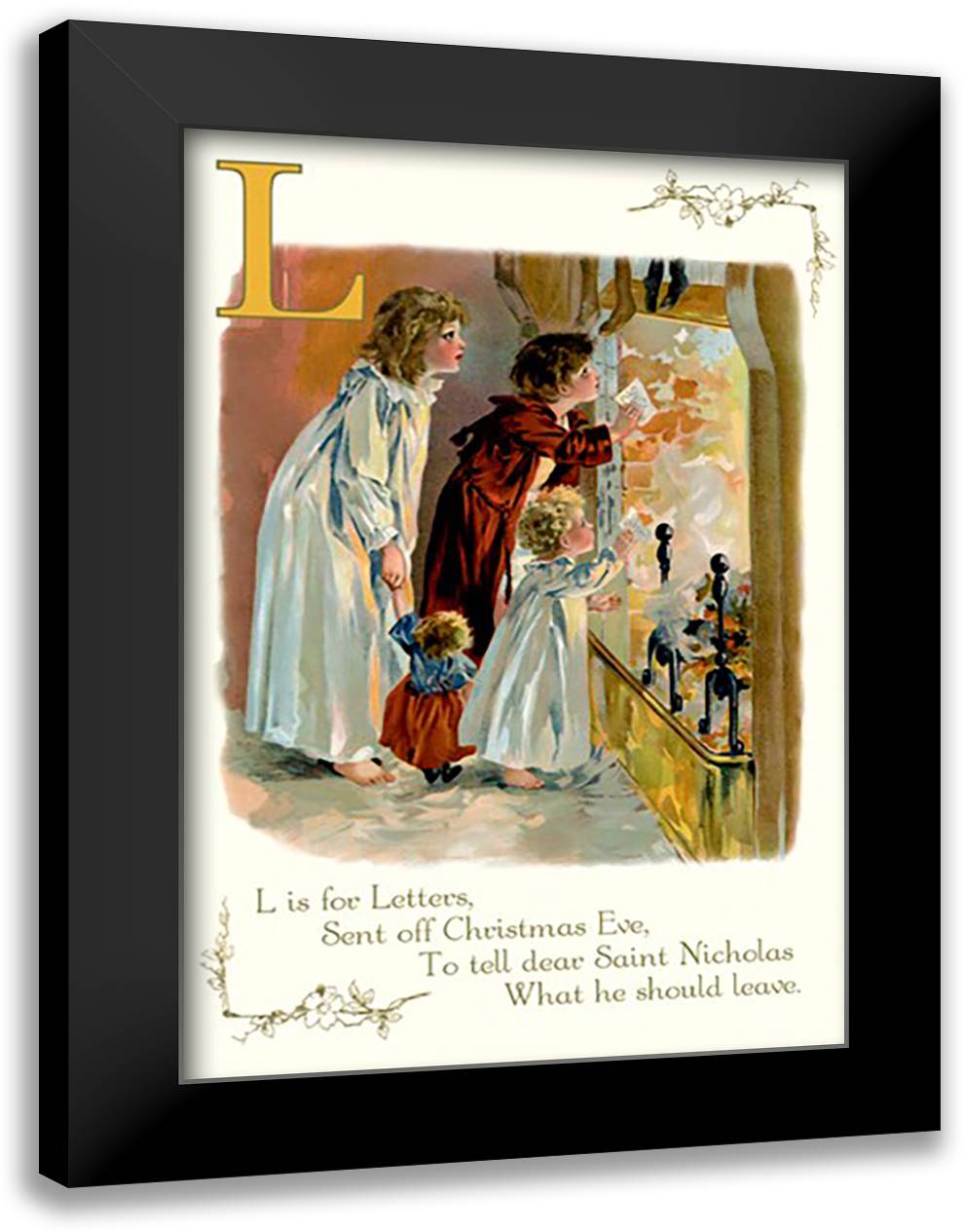 L is for Letters 16x22 Black Modern Wood Framed Art Print Poster