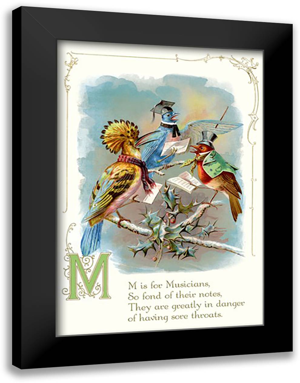 M is for Musicians 16x22 Black Modern Wood Framed Art Print Poster