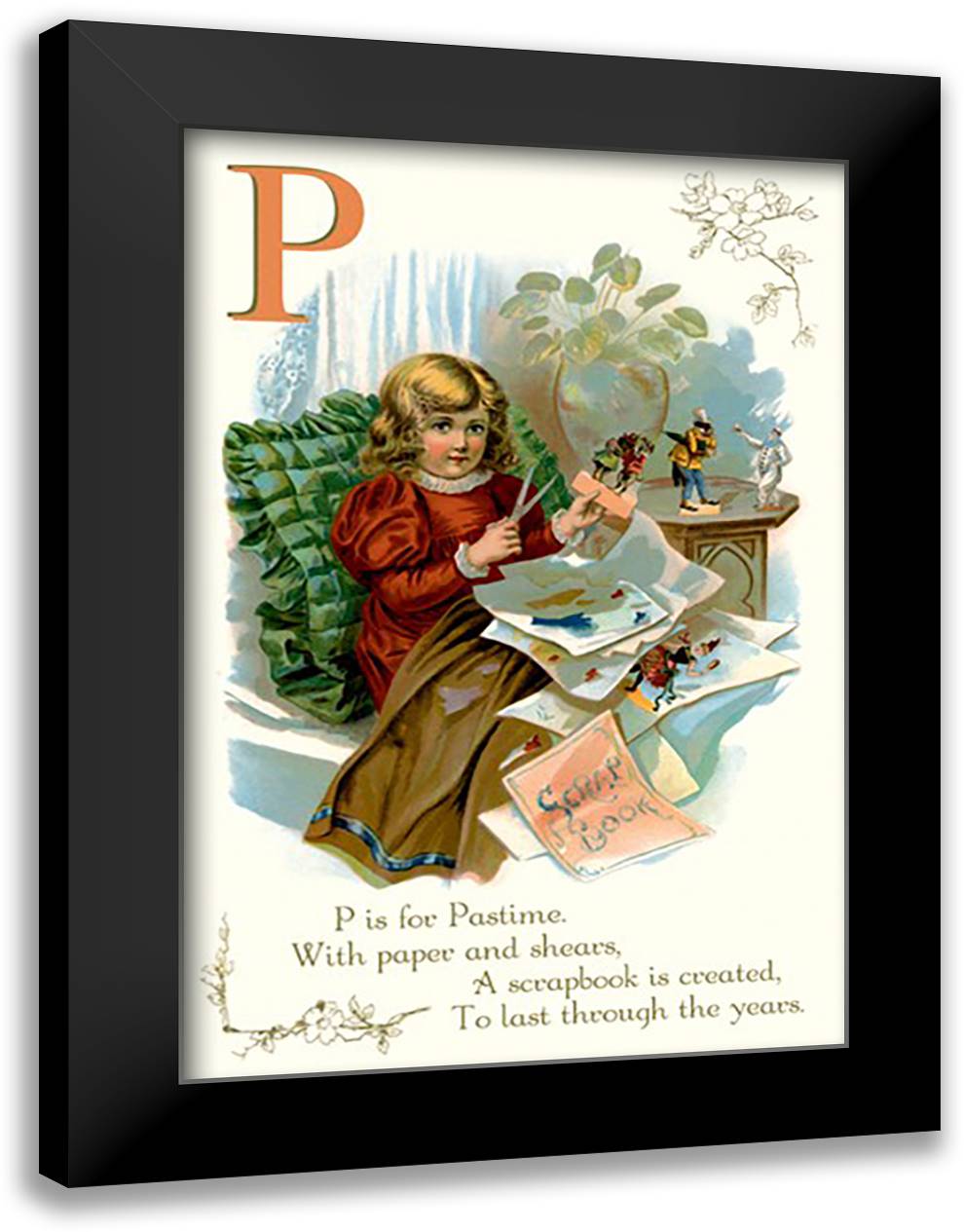 P is for Pastime 16x22 Black Modern Wood Framed Art Print Poster