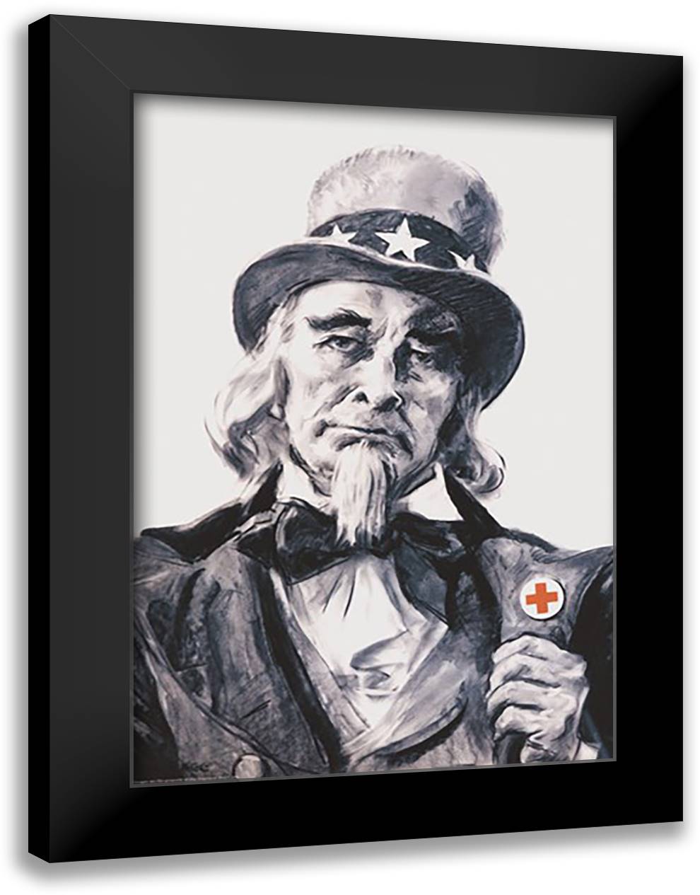 Uncle Sam for the Red Cross 16x22 Black Modern Wood Framed Art Print Poster by Flagg, James Montgomery