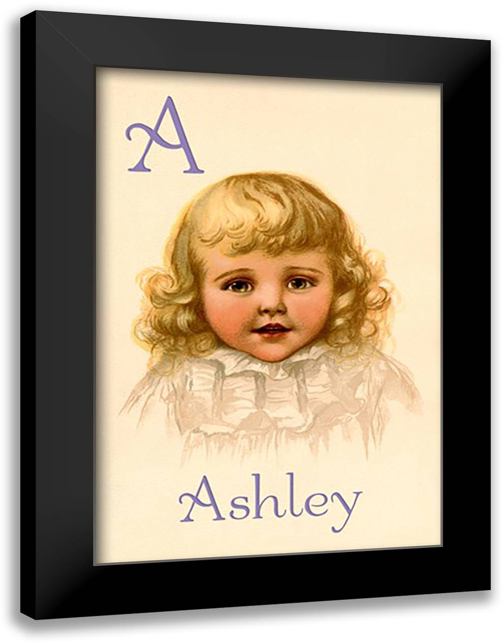 A for Ashley 16x22 Black Modern Wood Framed Art Print Poster by Waugh, Ida