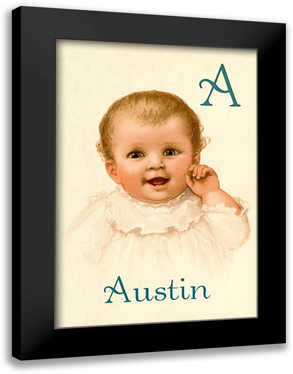 A for Austin 16x22 Black Modern Wood Framed Art Print Poster by Waugh, Ida