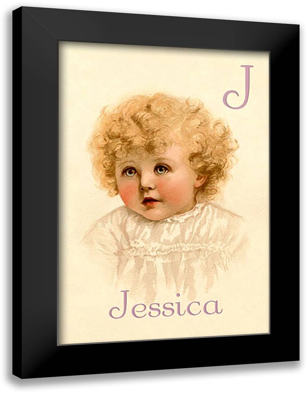 J for Jessica 16x22 Black Modern Wood Framed Art Print Poster by Waugh, Ida