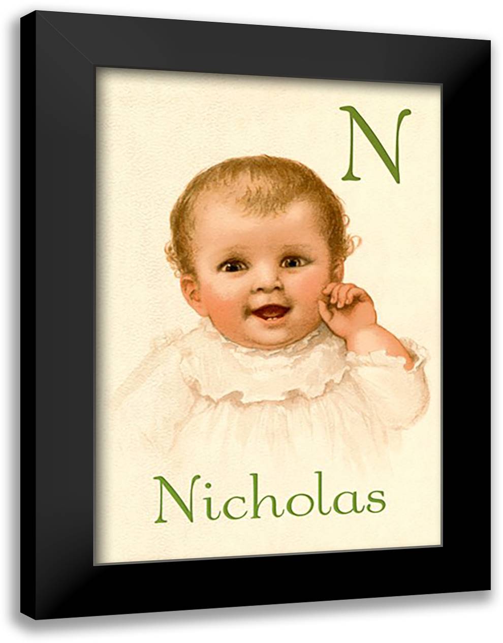 N for Nicholas 16x22 Black Modern Wood Framed Art Print Poster by Waugh, Ida
