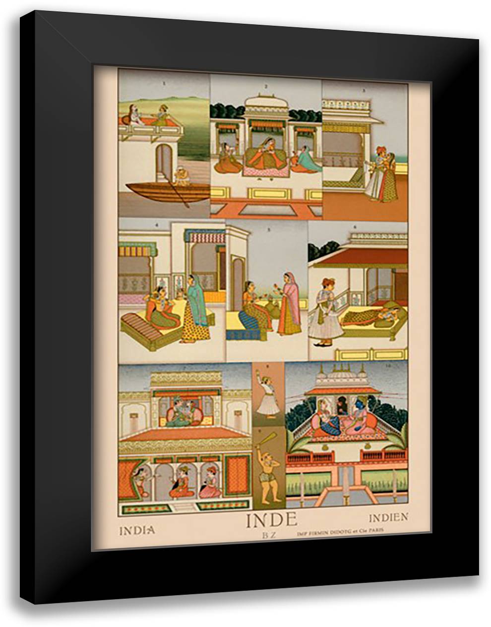 People and Places of India #1 16x22 Black Modern Wood Framed Art Print Poster by Racinet, Auguste