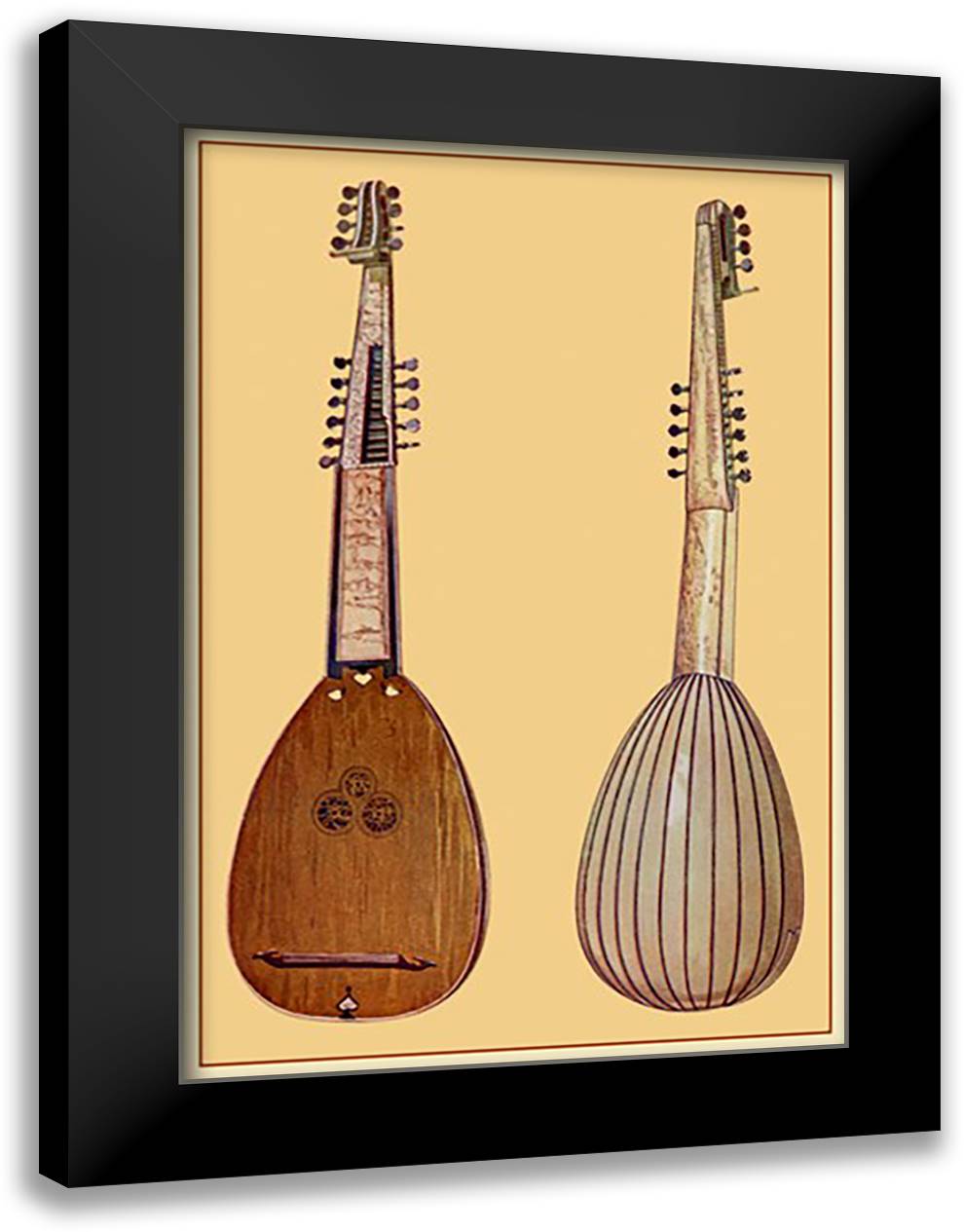 Theorbo 16x22 Black Modern Wood Framed Art Print Poster by Thomas, Theodore