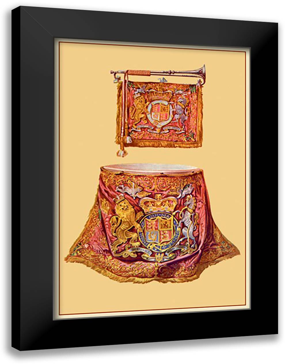 State Trumpet and Kettle Drum 16x22 Black Modern Wood Framed Art Print Poster by Thomas, Theodore