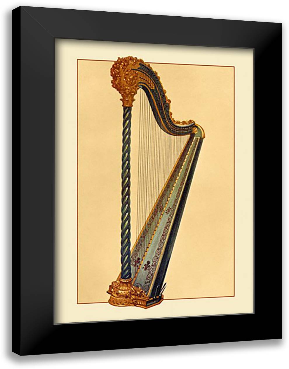 Pedal Harp 16x22 Black Modern Wood Framed Art Print Poster by Thomas, Theodore
