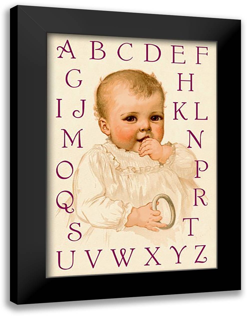 Sugar-bee's Alphabet 16x22 Black Modern Wood Framed Art Print Poster by Waugh, Ida