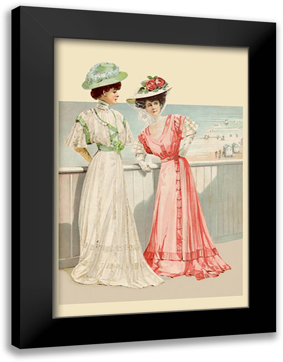 Ladies by the Sea 16x22 Black Modern Wood Framed Art Print Poster