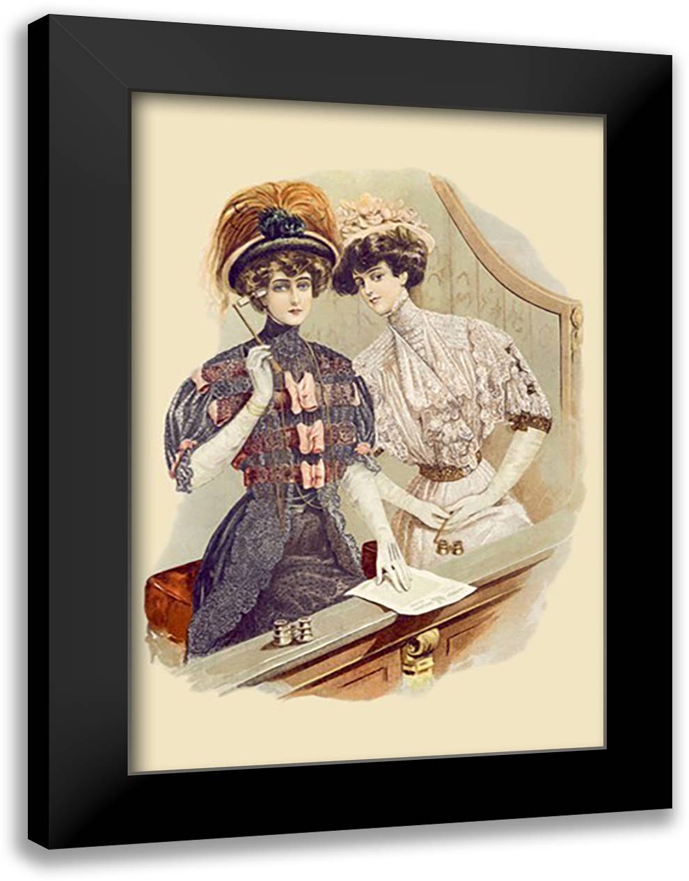 Ladies at the Theatre 16x22 Black Modern Wood Framed Art Print Poster