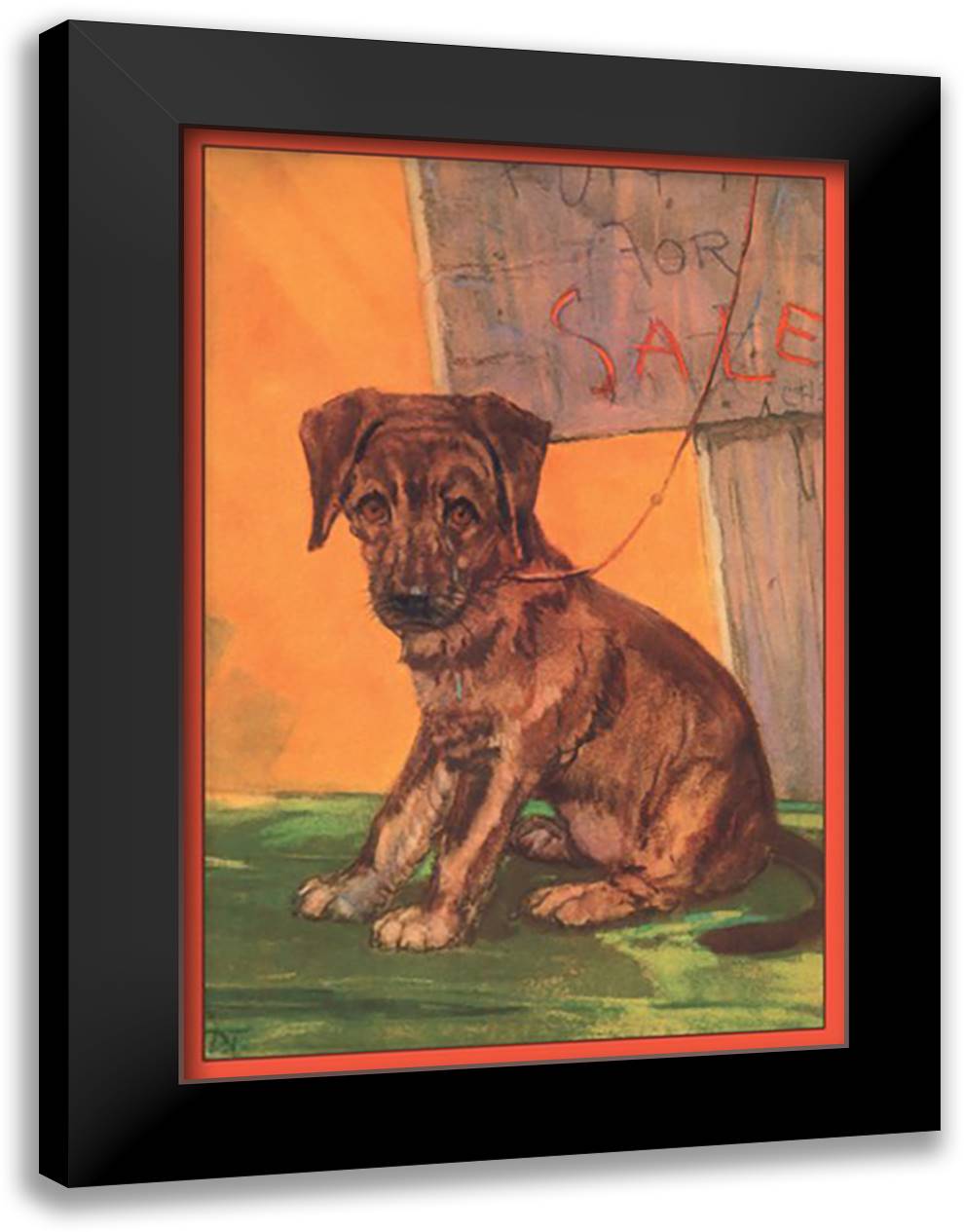 When Rags Ran Away 16x22 Black Modern Wood Framed Art Print Poster by Thorne, Diana