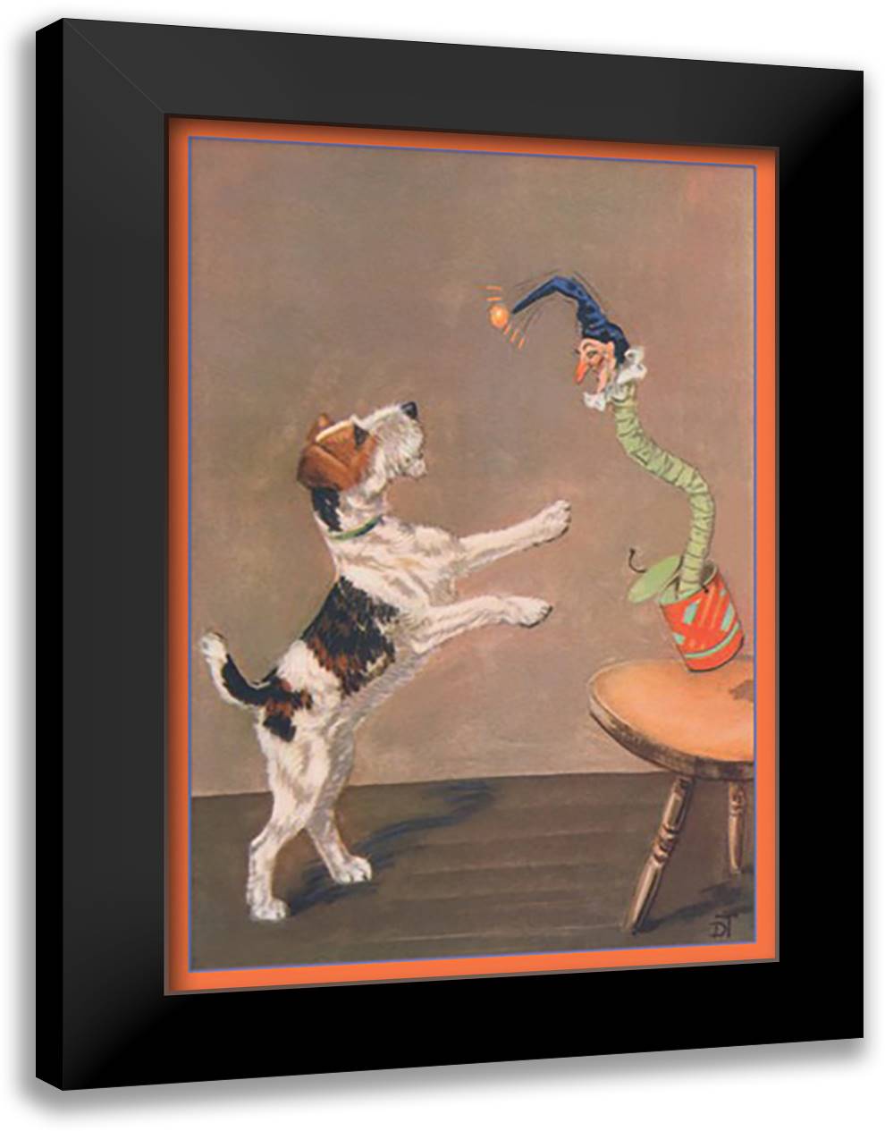 Playful Wire-Haired Terrier 16x22 Black Modern Wood Framed Art Print Poster by Thorne, Diana