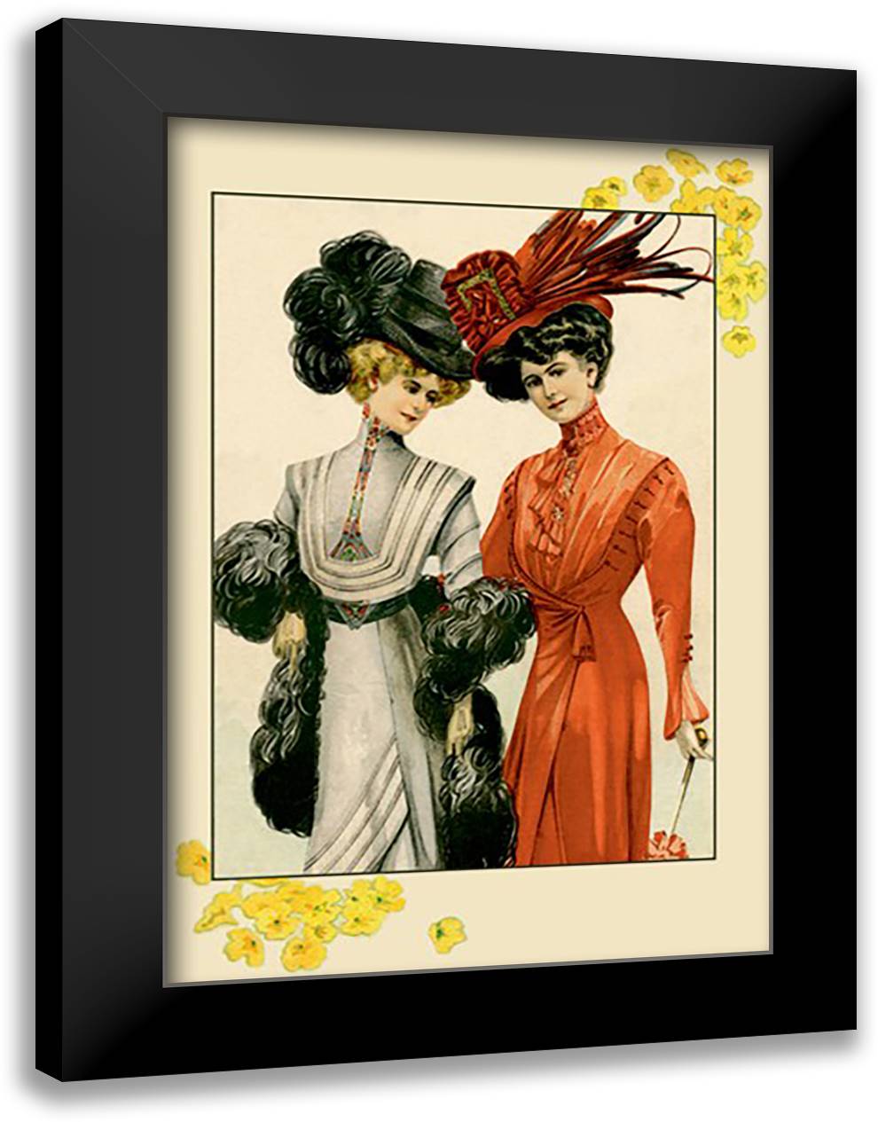 Jeweled Ladies 16x22 Black Modern Wood Framed Art Print Poster