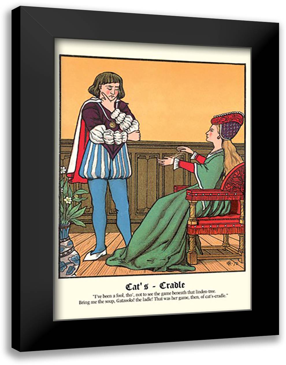 Cats-Cradle 16x22 Black Modern Wood Framed Art Print Poster by Rogers, J.E.