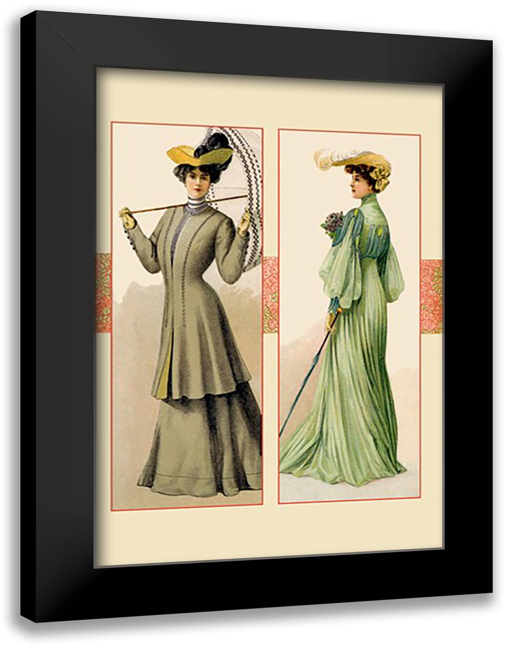 Lady and Her Umbrella 16x22 Black Modern Wood Framed Art Print Poster