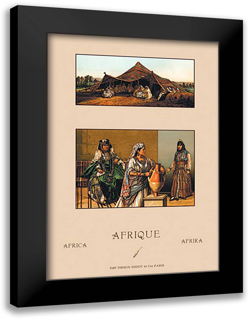Traditional Bedouin Costume 16x22 Black Modern Wood Framed Art Print Poster by Racinet, Auguste