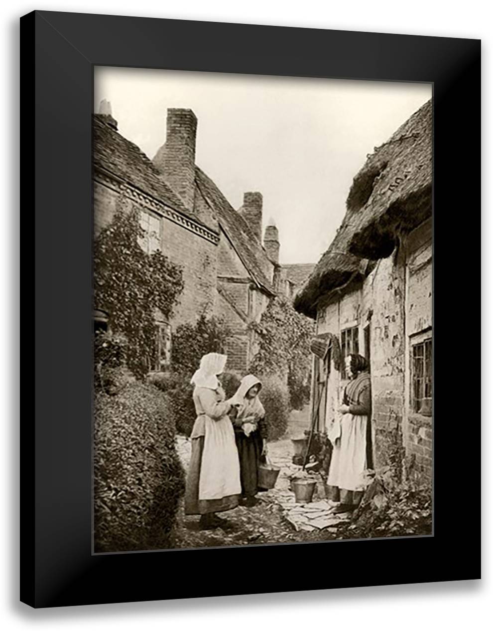 Evening News at Shottery 16x22 Black Modern Wood Framed Art Print Poster by Williams, James Leon