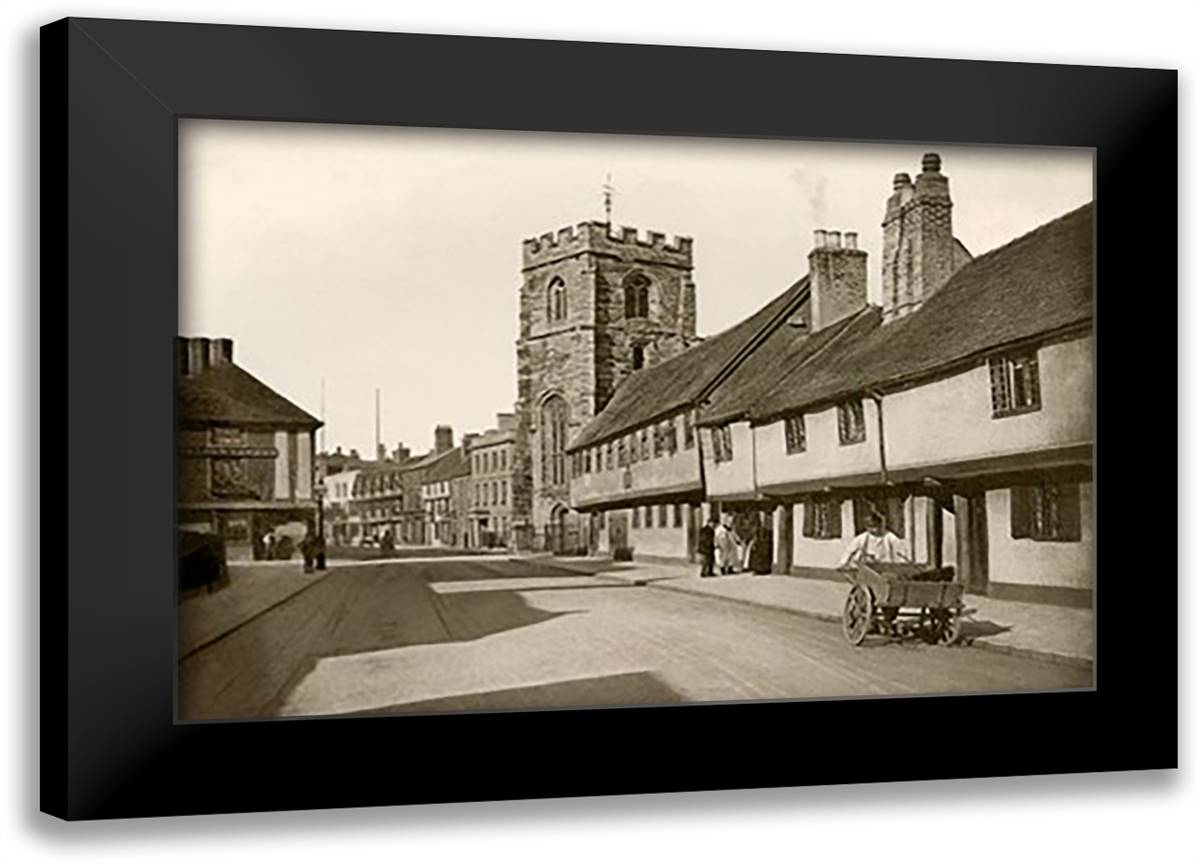 Grammar School and Guild Chapel, Stratford 22x16 Black Modern Wood Framed Art Print Poster by Williams, James Leon
