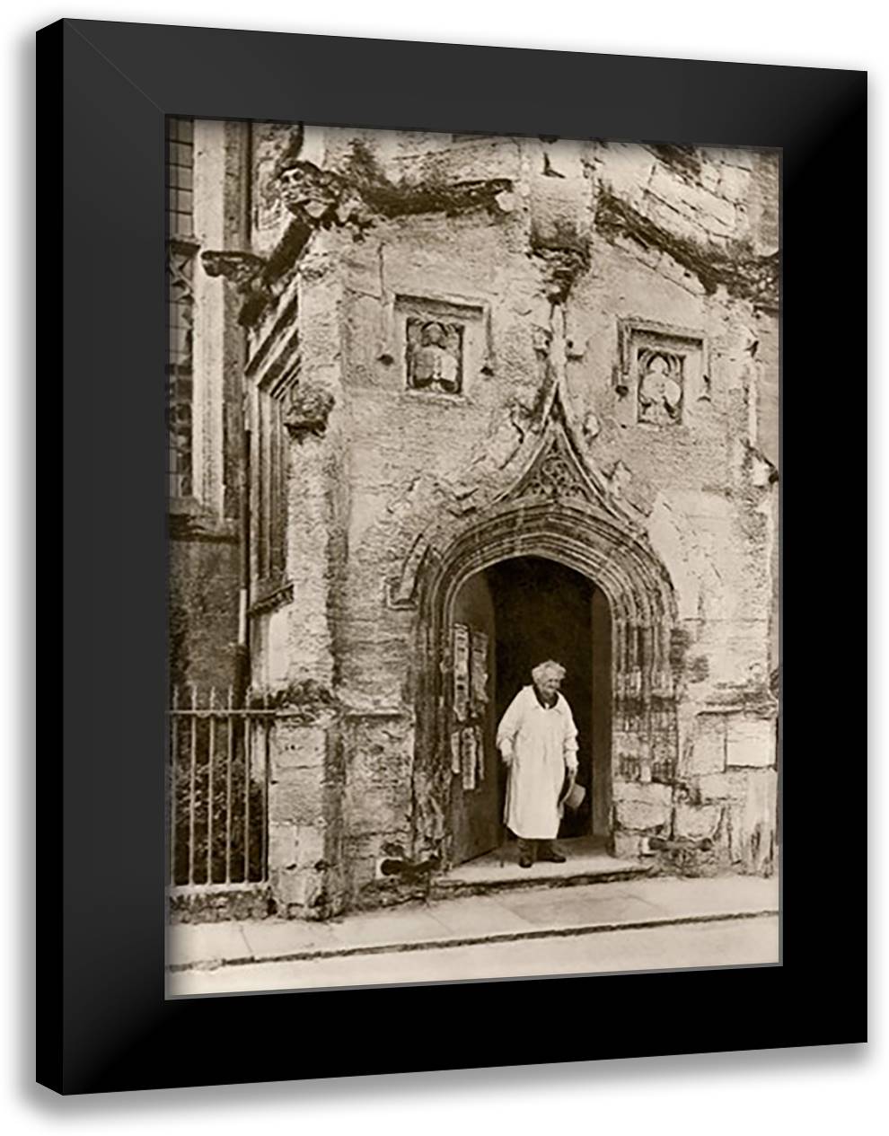 Porch of the Guild Chapel 16x22 Black Modern Wood Framed Art Print Poster by Williams, James Leon