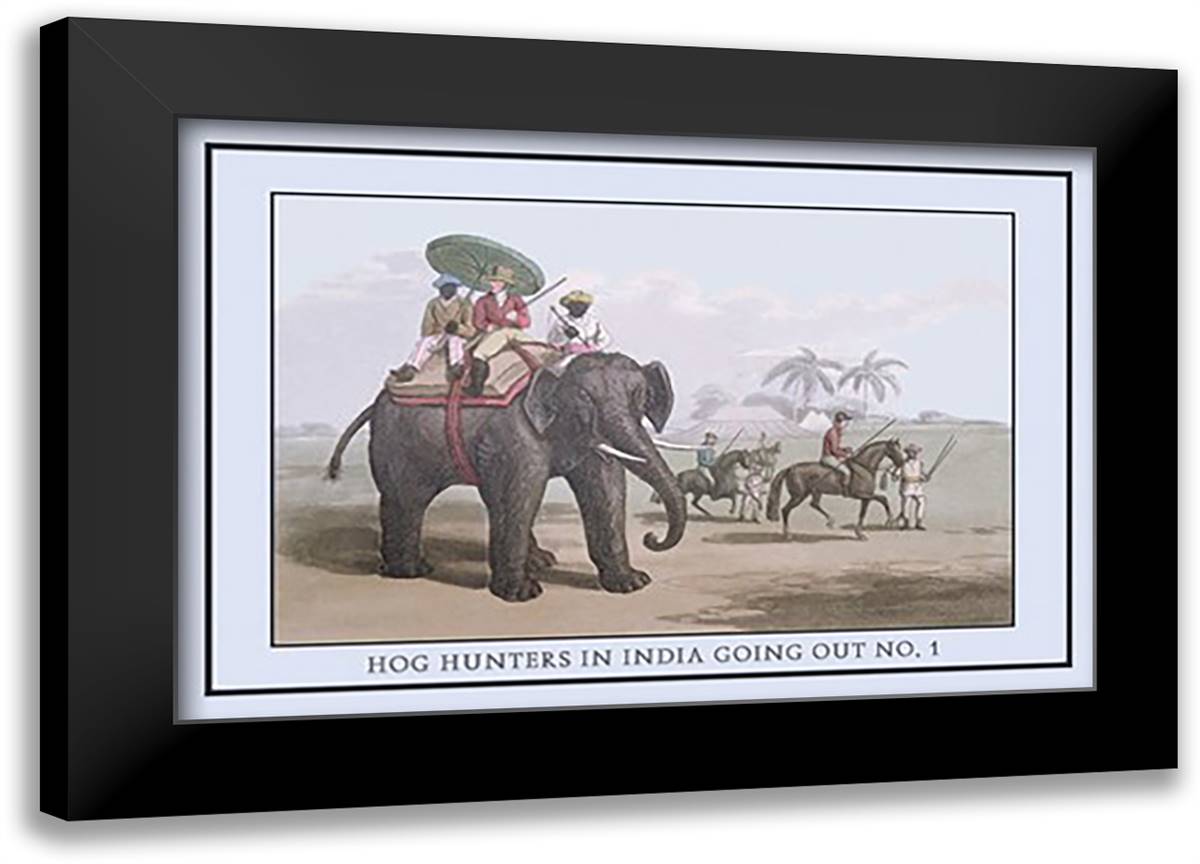 Hog Hunters in India Going Out, No. 1 22x16 Black Modern Wood Framed Art Print Poster by Howitt
